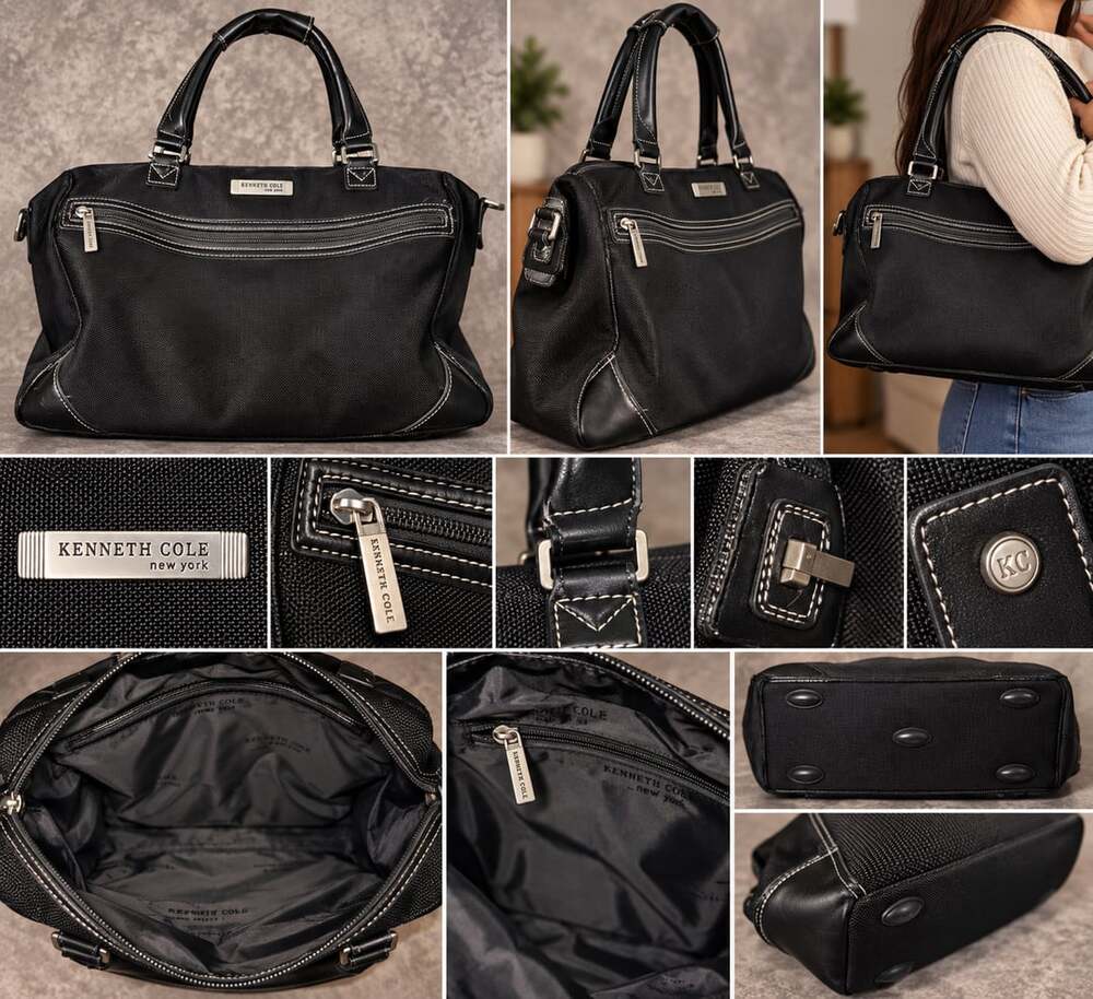 Kenneth Cole New York Laptop Tote Bag Black Nylon